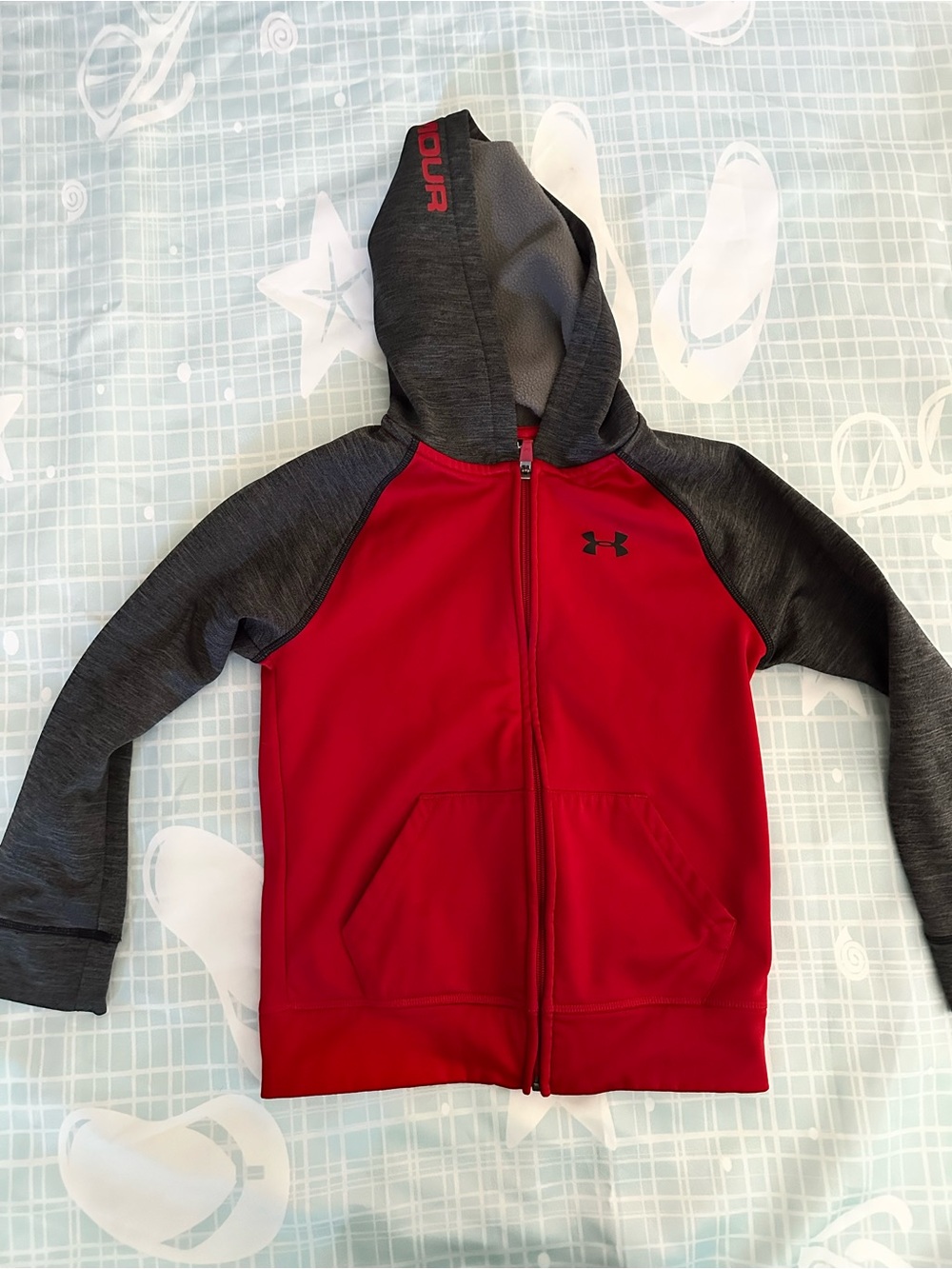 Under Armour Red & Gray Zip Up Hoodie